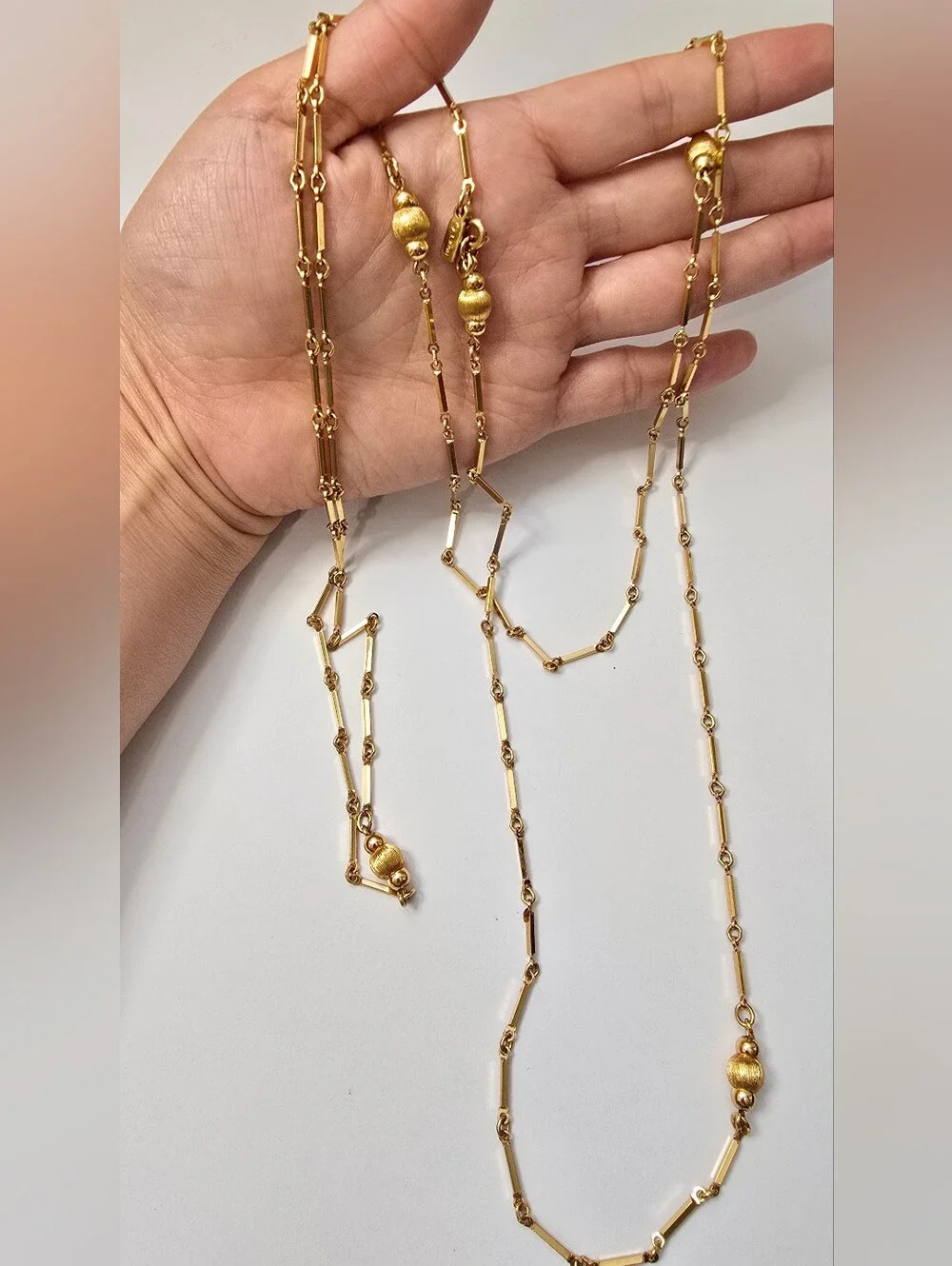 Vintage Monet Gold-Tone Long Beaded Station Necklace